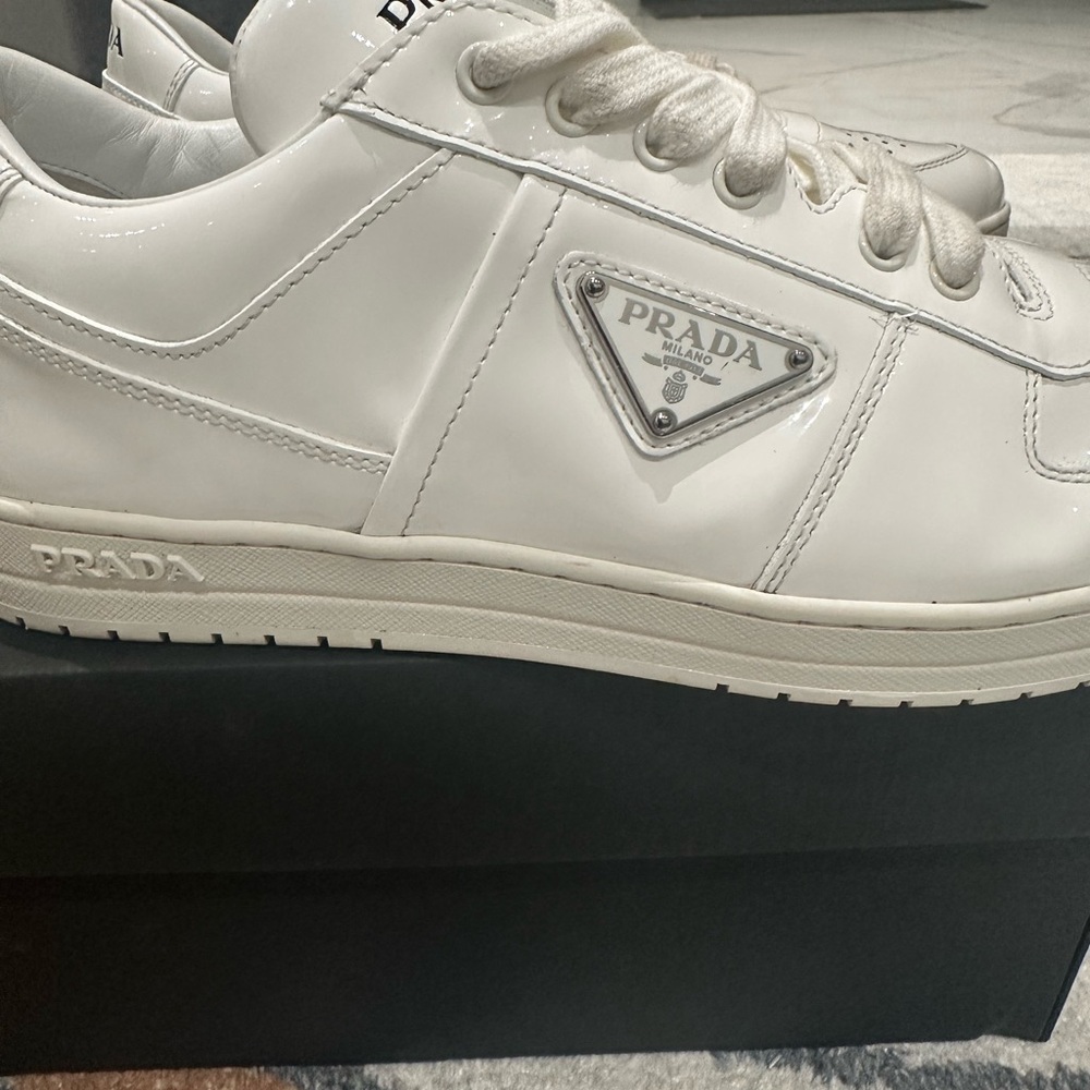 Prada Men’s Vernice Patent Leather Low-Top Sneakers - Picture 8 of 13
